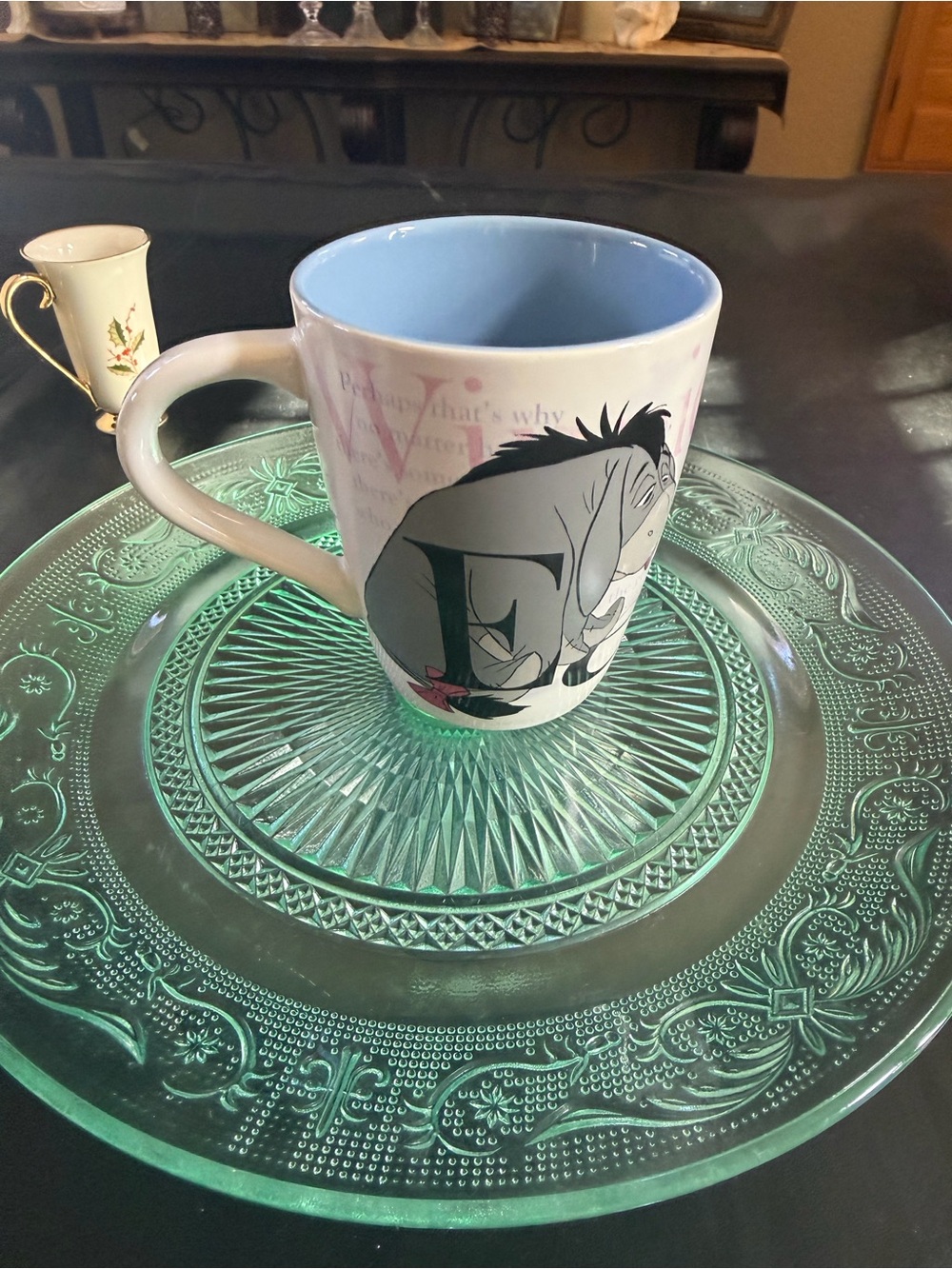 Disney Eeyore Mug with Light Blue Interior and White Exterior